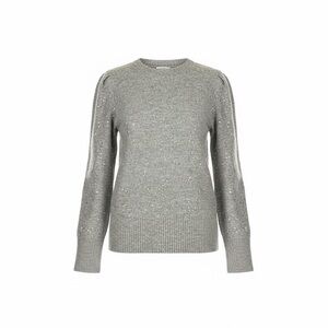 Sequin Gray Puff Sleeve Sweater